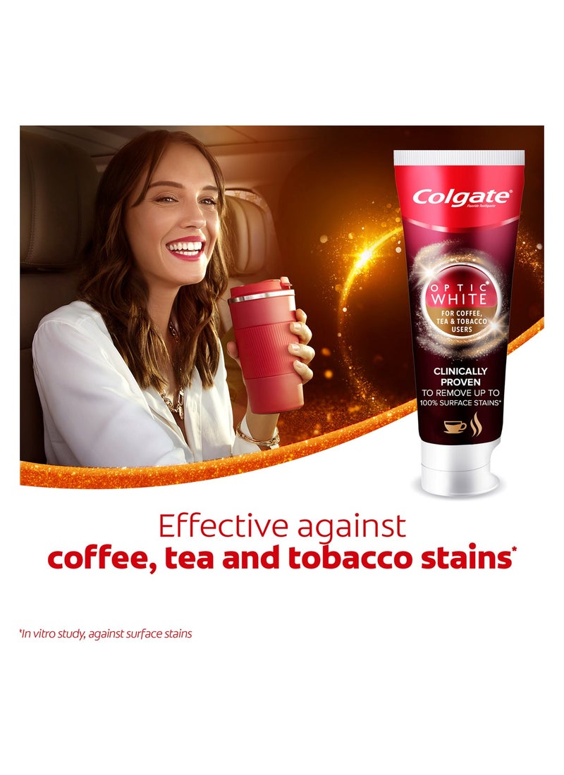 Colgate Optic White Coffee Tea And Tobacco Stains Toothpaste 2 x 75ml - Image 5